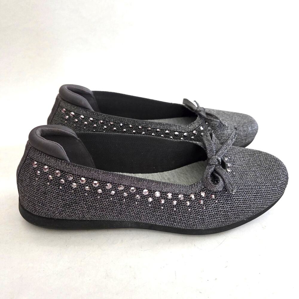 Cloudsteppers by Clarks Carly Hope Pewter Metallic Flats Embellished Sz 7 Wide